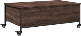 vidaXL barna tölgy szerelt fa dohányzóasztal kerekekkel 91x55x34 cm