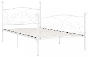 fehér fém ágykeret lécezett ágyráccsal 90 x 200 cm