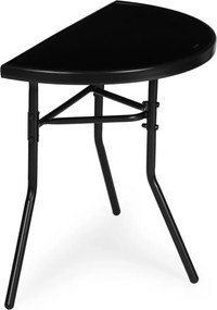 Kerti asztal, MultiGarden SC-090-1, fekete, 70 x 40 cm, magasság: 64 cm, félköríves, edzett üveglap, porszórt acél váz