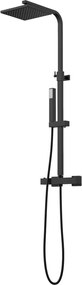 Gamma Cube Termosztátos Zuhanyszett - Esőztetős, Szögletes Zuhanyfejjel, Fekete