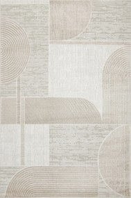 Krémszínű Bézs Szőnyeg Félköríves Puha Csillogó Szoba Matrac 200x290 cm