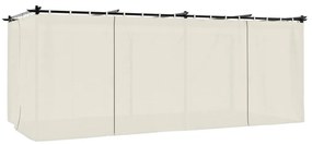 krémszínű acél pavilon függönyökkel 6 x 3 m