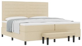 Boxspring ágy matraccal és padlóval Bézs 200x200 cm Szövet