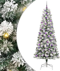 vidaXL Műanyag Hajtogatós Karácsonyfa 300 LED-del Zöld és Fehér 240 cm