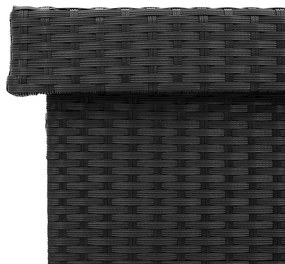 fekete polyrattan kerti tárolóláda kerekekkel 110x55x73 cm