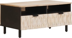 vidaXL Dohányzóasztal fiókkal Fehér 80 x 54 x 40 cm Tömör Mangófát