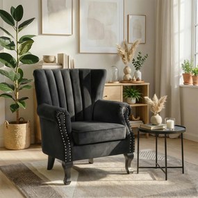 Fotel fekete bársony kárpittal – MALLO