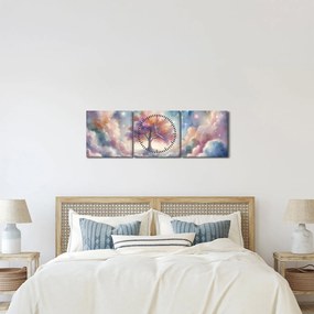 Kép – Életfa a felhőkben (órával) (90x30 cm)