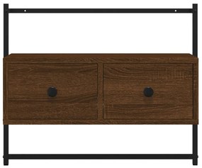barna tölgyszínű szerelt fa fali TV szekrény 60,5 x 30 x 51 cm