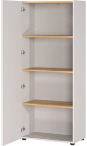 Krémszínű könyvespolc tölgyfa dekorral 61x145x34 cm Adrano – Germania