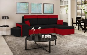 NEVADA Kinyitható sarokkanapé Fekete/piros