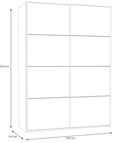 KARO gardróbszekrény 150x210 cm fehér/artisan tölgy