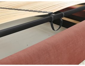 Narancssárga kárpitozott franciaágy tárolóhellyel, ágyráccsal 180x200 cm Vernon – Bobochic Paris