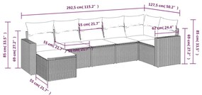 7 részes világosszürke polyrattan kerti ülőgarnitúra párnákkal