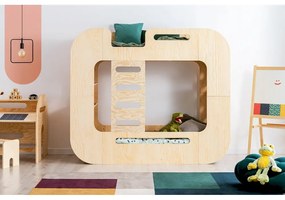 Natúr színű emeletes gyerekágy tárolóhellyel 90x200 cm Mundo – Adeko