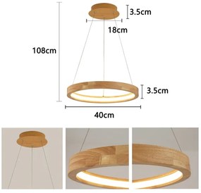 Brilagi - UMEA WOOD LED csillár kábelen LED/30W/230V átmérő 40 cm fa