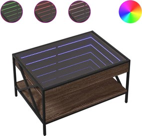 vidaXL barna tölgy végtelen hatású LED-es dohányzóasztal 70x50x38 cm