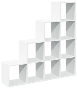 4 szintes fehér fa elválasztó könyvespolc 131,5 x 29 x 131,5 cm