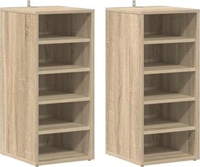 vidaXL 2 db sonoma tölgy színű szerelt fa cipősszekrény 31,5x35x70 cm