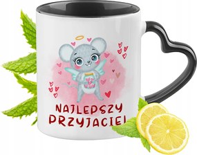 Egér Bögre Fekete Szív Alakú Füllel Ajándék