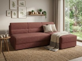 Kinyitható kétoldalas sarok ülőgarnitúra L alakú TAVERO 201x140 cm, sötét rózsaszínű