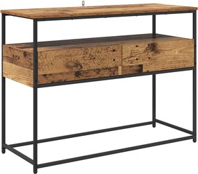 vidaXL Konzolasztal fiókkal Öreg fa 100 x 40 x 75 cm Faanyag