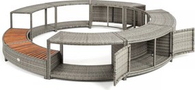 Lay-Z-Spa kör alakú rattan jakuzzi bútor, 200 cm, szürke