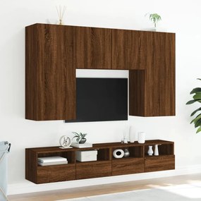 barna tölgyszínű szerelt fa fali TV-szekrény 100 x 30 x 30 cm