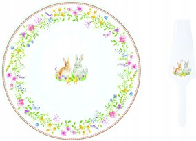 Tálalótál , Sütemény , Tányér, 32cm, Húsvéti, Pasztell Nyuszi Dekoráció