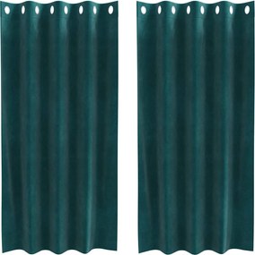 vidaXL Sötétítő függönyök 2 pcs Sötétzöld 140 x 175 cm Bársony
