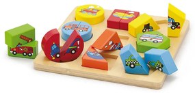 Fa képes kirakó puzzle Viga formák és autók