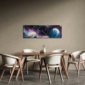Kép - Festett univerzum (órával) (90x30 cm)