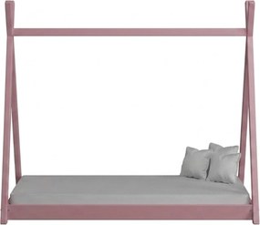 Tipi gyerekágy 70x140 fa házikó - rózsaszín