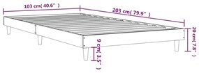 füstös tölgy színű szerelt fa ágykeret matrac nélkül 100x200 cm