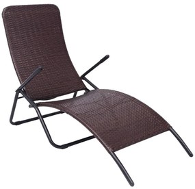 Barna összecsukható polyrattan napozóágy