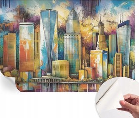 Öntapadós tapéta Fali furnér 3D hatás Városi panoráma 152x104 cm