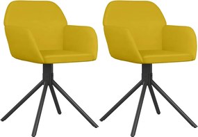 vidaXL 2 db sárga bársony forgó étkezőszék