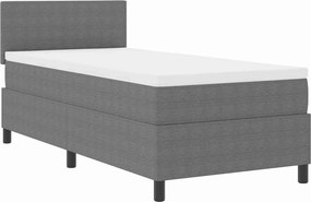 vidaXL Boxrugós ágy fejtámlával Világosszürke és fehér 80 x 200 cm