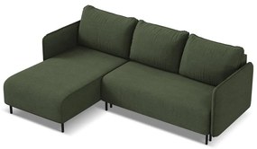 Zöld kinyitható-tárolóhelyes sarokkanapé (bal oldali) Luana – Makamii
