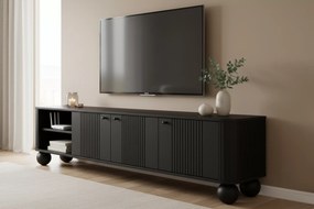 Vesper 3D TV-szekrény 187 cm talapzaton - fekete / fekete fogantyúk / gömb lábak