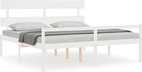 vidaXL fehér tömör fa ágy időseknek fejtámlával 200x200 cm