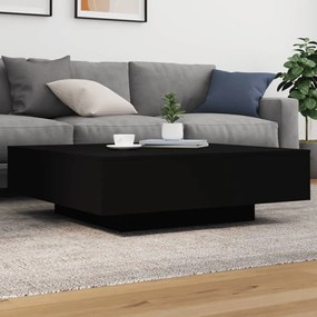 Fekete dohányzóasztal LED-lámpákkal 100 x 100 x 31 cm