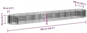 horganyzott vas gabion magaságyás 600x100x50 cm