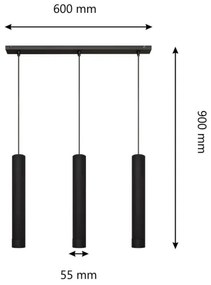 LED Csillár zsinóron TUBA 3xGU10/4,8W/230V fekete