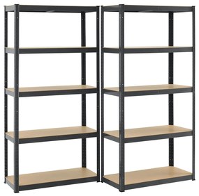 Juskys 2 darabos polcrendszer szett - 180x90x40 cm - szürke