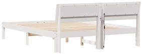 Ágykeret LED -es lámpákkal Fehér 150 x 200 cm Tömör fenyőfa