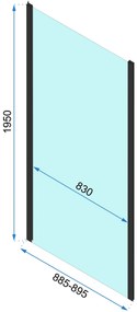 Rea Rapid Slide, zuhanykabin tolóajtóval 140 (ajtó) x 80 (fal), 6mm átlátszó üveg, arany matt profil, KPL-K5655