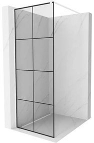 Mexen Kioto, Walk-In zuhany paraván 90 x 200 cm, 8mm üveg tiszta / fekete mintás, fehér profil, 800-090-101-20-77