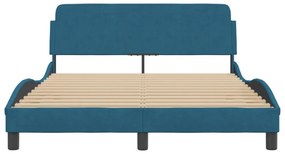 kék bársony ágykeret fejtámlával Dover 120 x 200 cm