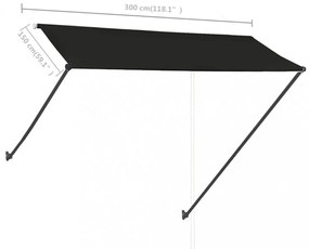 feltekerhető antracitszürke napellenző LED-del 300 x 150 cm